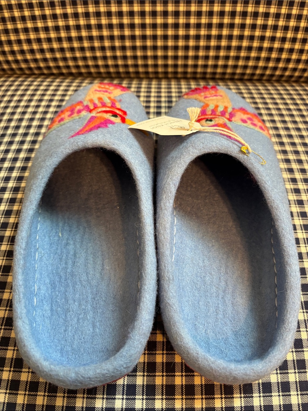 Boiled wool Blue Felt Women's Slip-On Slippers - Picture 5 of 8